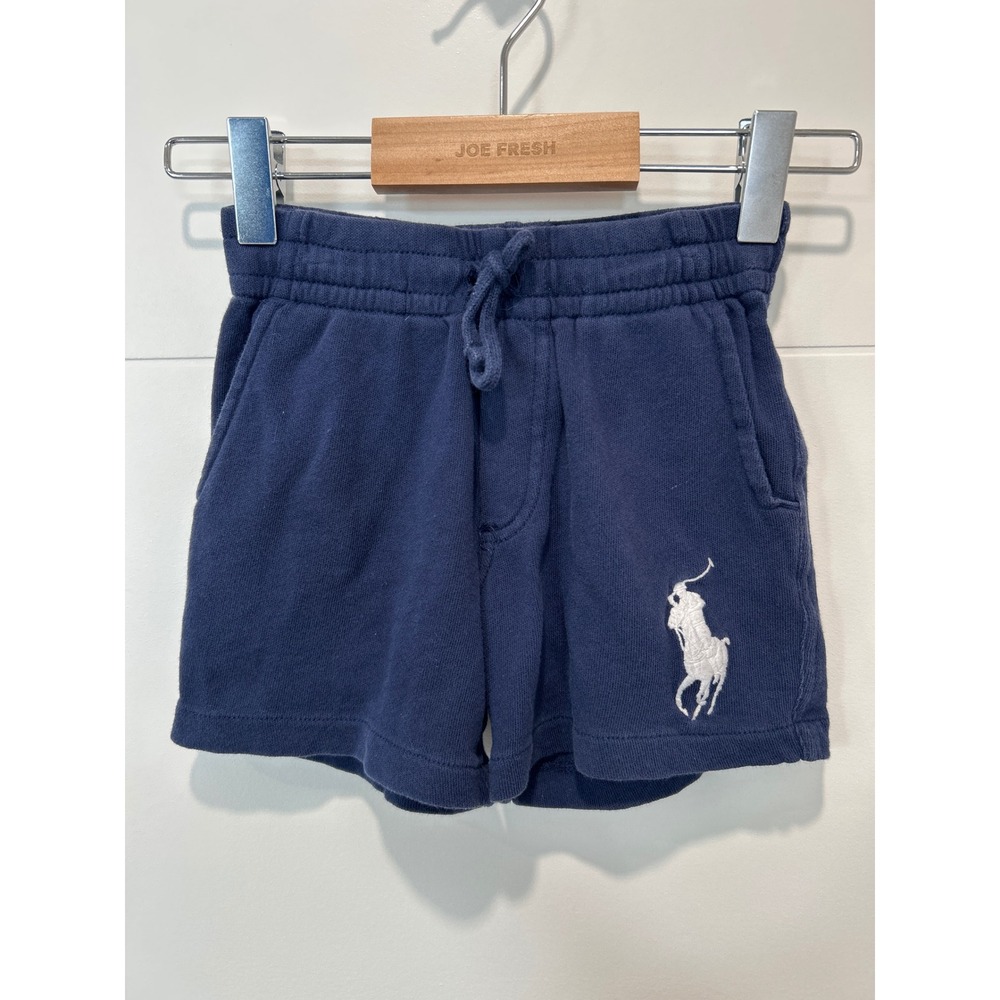 Polo Ralph Lauren Toddler Boys Navy Blue Cotton Fleece Pony Shorts Size 2T
